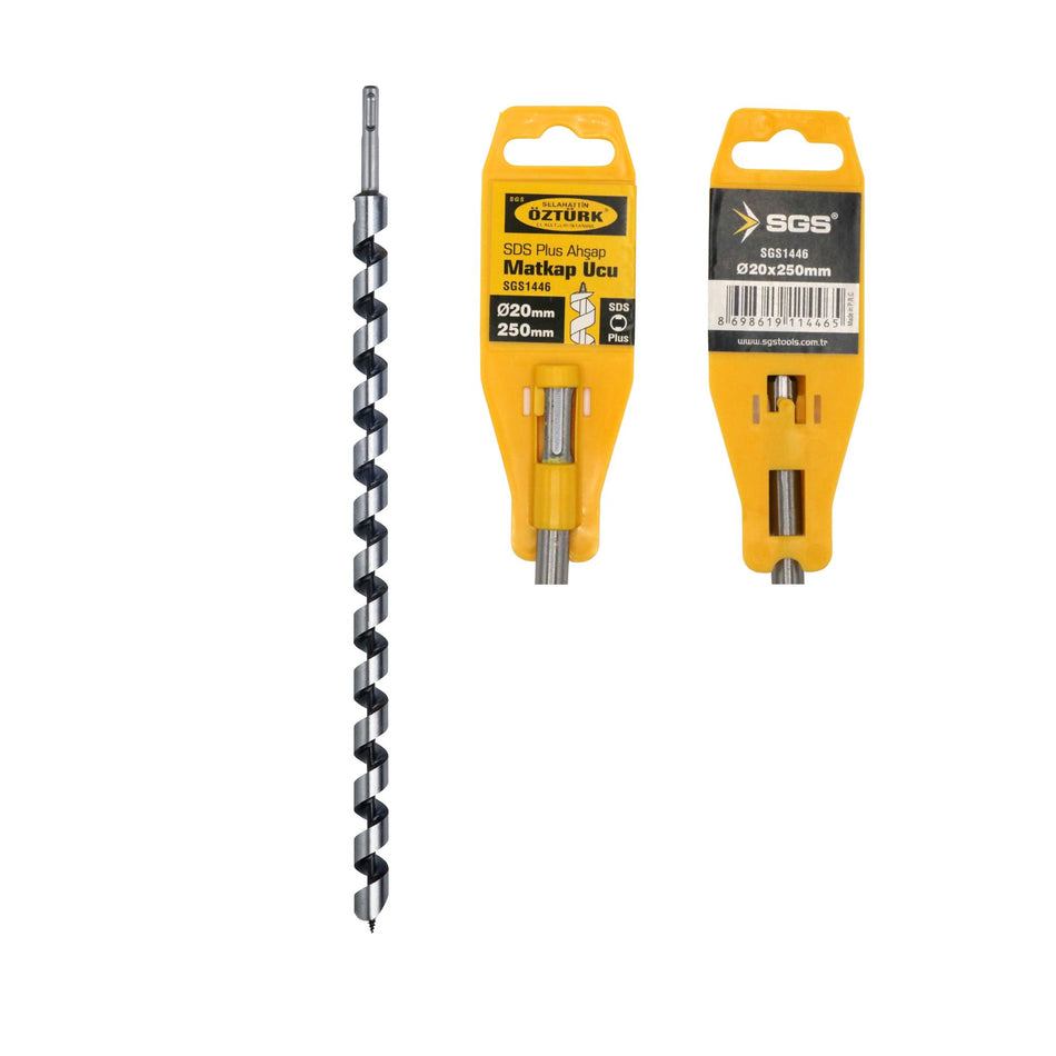Burghiu lemn SDS-Plus Ø20 x 250 mm, vârf autofiletant, spirală adâncă, prindere profesională, SGS