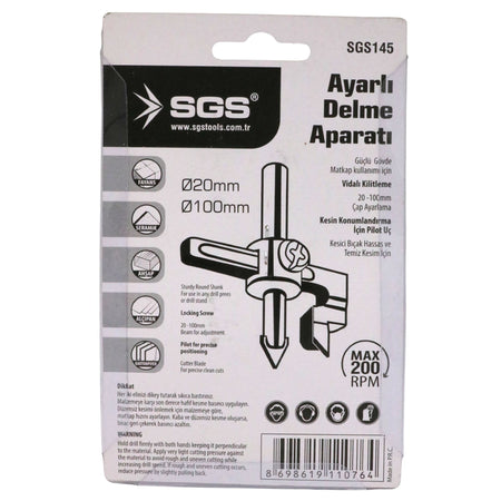 Dispozitiv reglabil pentru decupare / găurire circulară, 20–100 mm, SGS