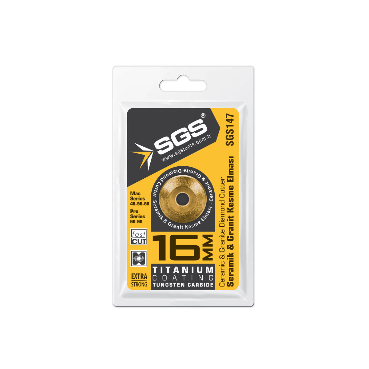 Pastilă de tăiat faianță și gresie SGS147, 16 mm, diamantată, Titanium Coating, pentru ceramică și granit