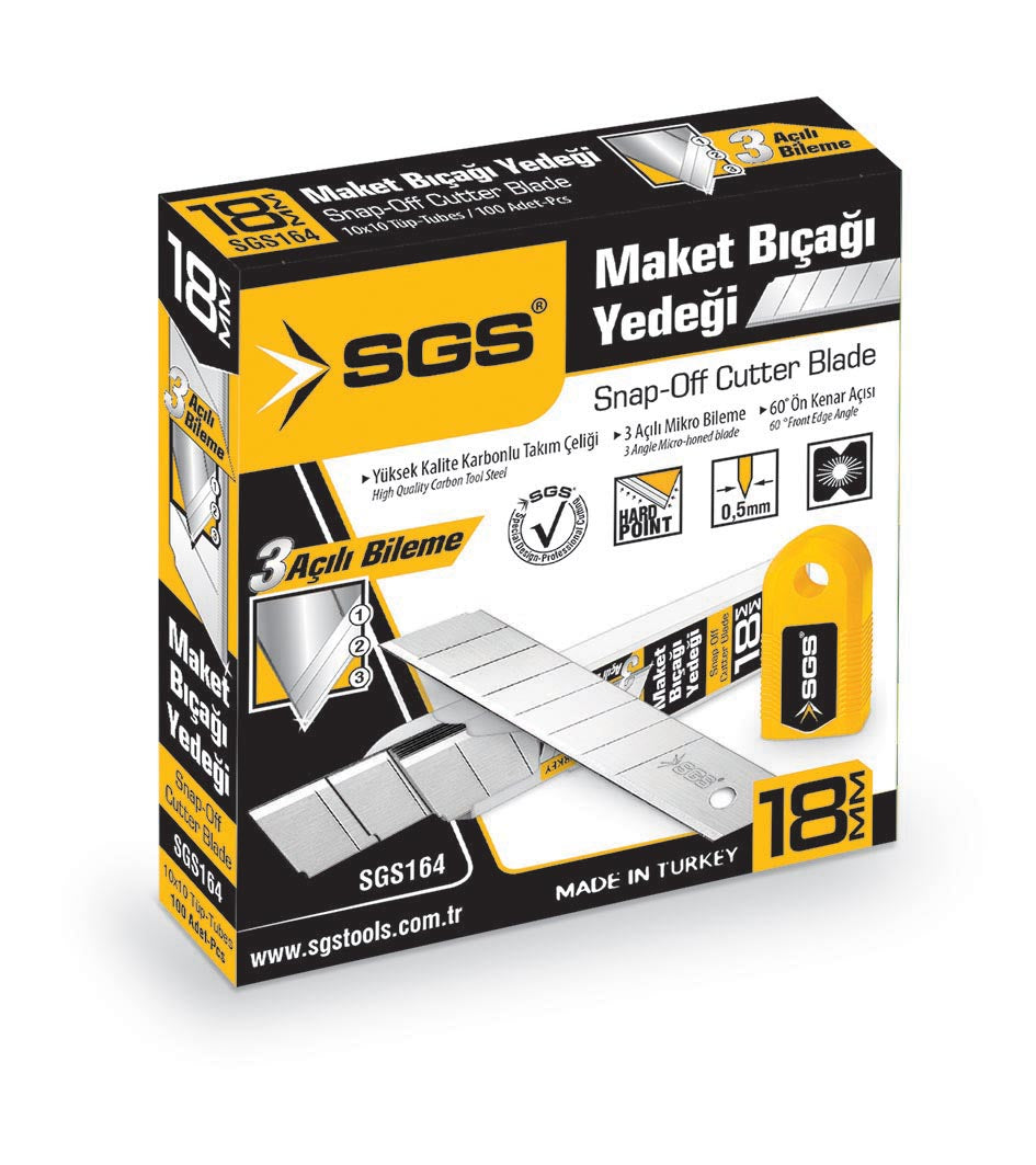 Lame rezervă cutter SGS 18 mm, oțel carbon, grosime 0,50 mm, set 10 bucăți