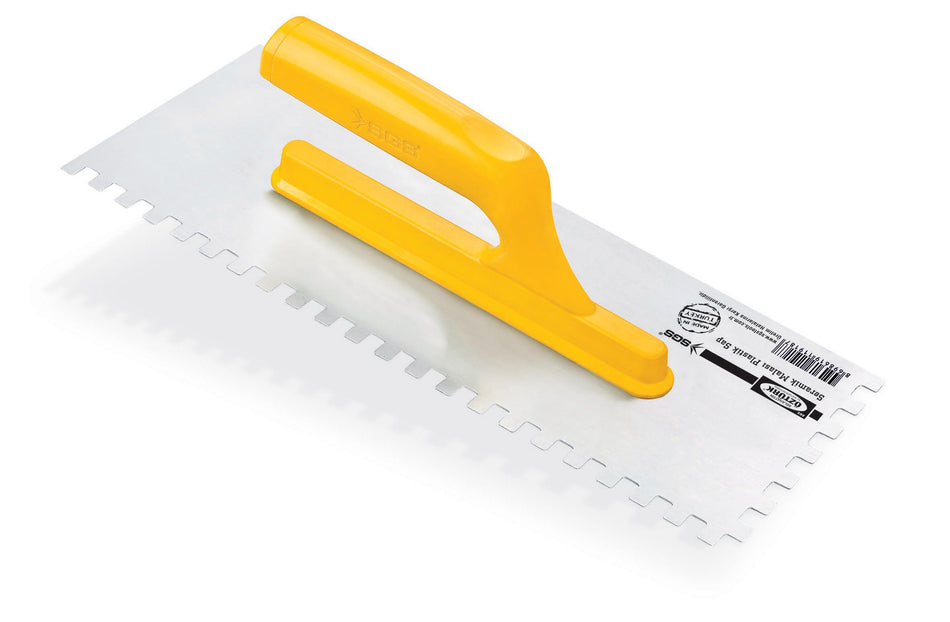 Gletieră dințată, 8 x 8 mm, 30 cm, oțel polisat, mâner plastic ergonomic