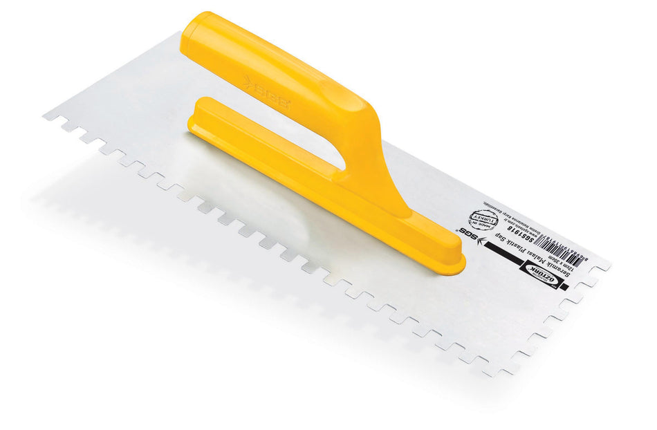 Gletieră dințată, 10 x 10 mm, 35 cm, oțel polisat, mâner plastic ergonomic