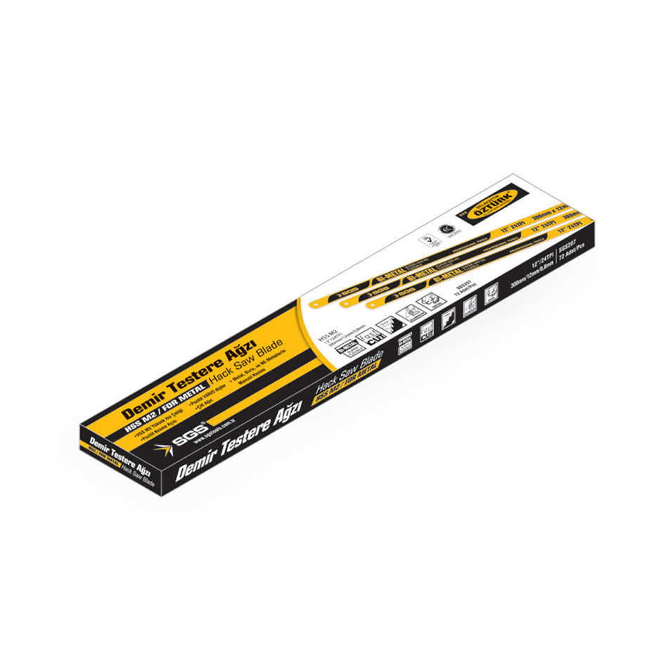 Pânză pentru fierăstrău metal SGS207 BI-METAL, îngustă, 300×12 mm, HSS M2, set 72 bucăți