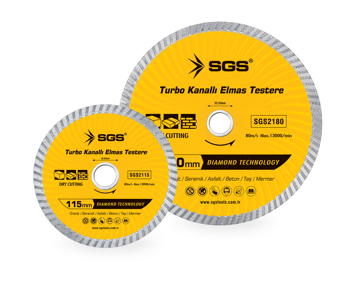 Disc diamantat turbo SGS2115, 115 mm x 22,23 mm, pentru granit, ceramică, beton, piatră și marmură