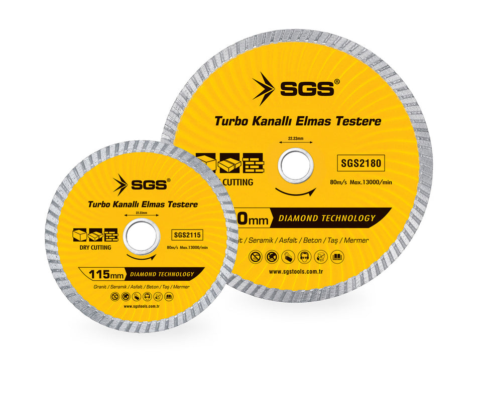 Disc diamantat turbo SGS2115, 115 mm x 22,23 mm, pentru granit, ceramică, beton, piatră și marmură