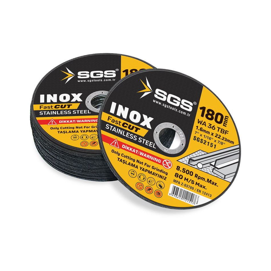 Disc abraziv debitare Professional, inox și oțel, 180 x 1,6 x 22,23 mm, 8.500 rpm, SGS2151