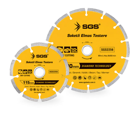 Disc diamantat segmentat SGS2255, 115 mm x 22,23 mm, tăiere granit, ceramică, asfalt, beton, piatră, marmură, 13000Rpm, SGS