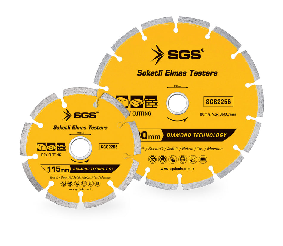Disc diamantat segmentat SGS2255, 115 mm x 22,23 mm, tăiere granit, ceramică, asfalt, beton, piatră, marmură, 13000Rpm, SGS