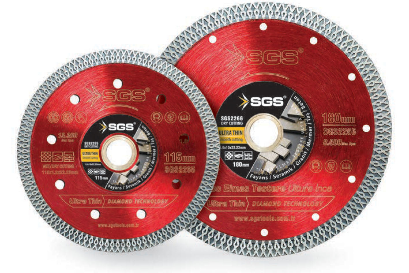 Disc diamantat SGS2266 Ultra Thin, 180 mm x 22,23 mm, tăiere gresie, faianță și ceramică