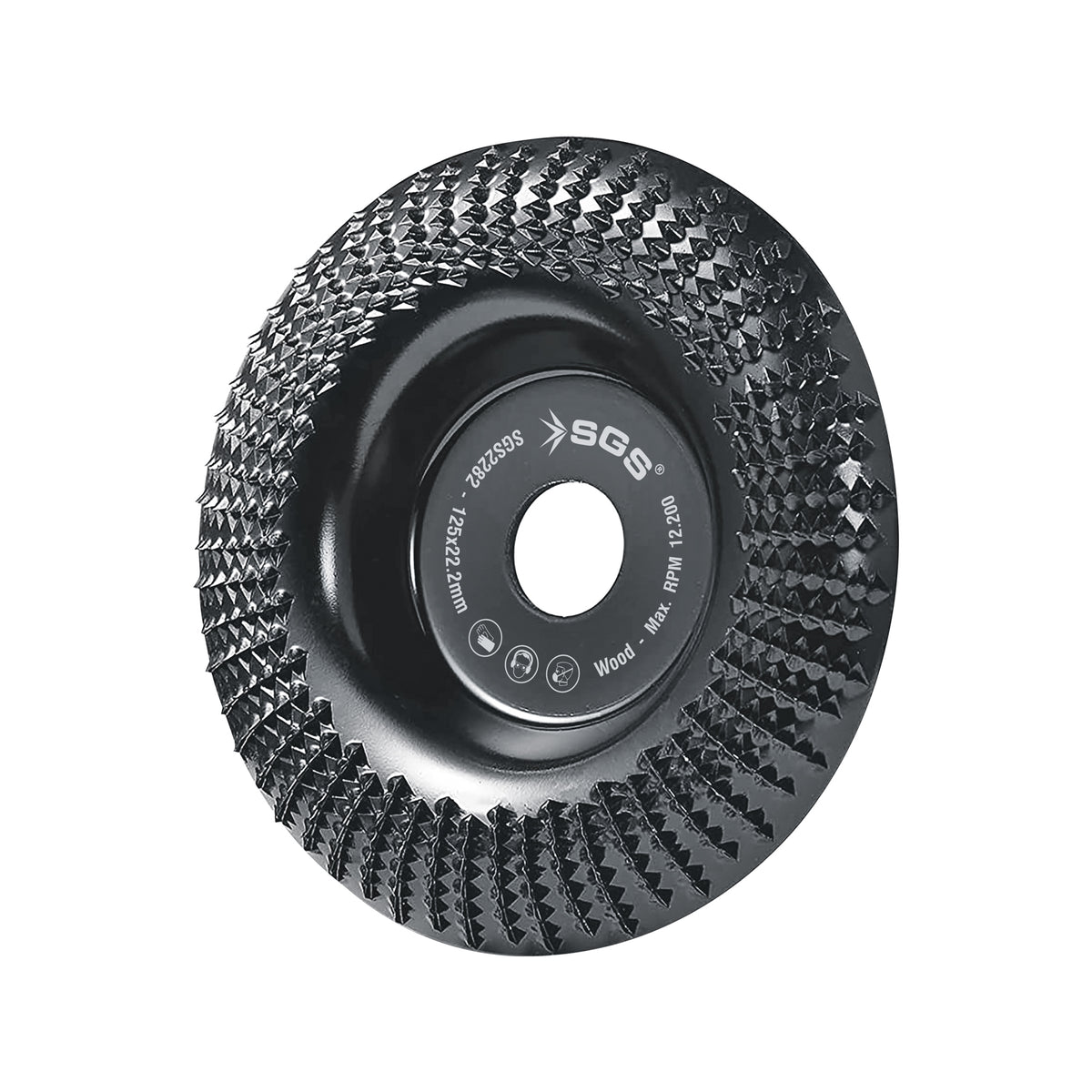 Disc curbat de șlefuire și sculptare lemn SGS, 125 x 22.22mm, 12200 rpm