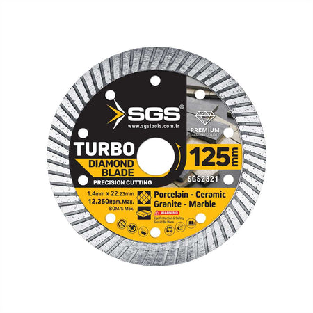 Disc diamantat turbo SGS2321, 125 x 1,4 x 22,23 mm, tăiere porțelan, ceramică, granit și marmură