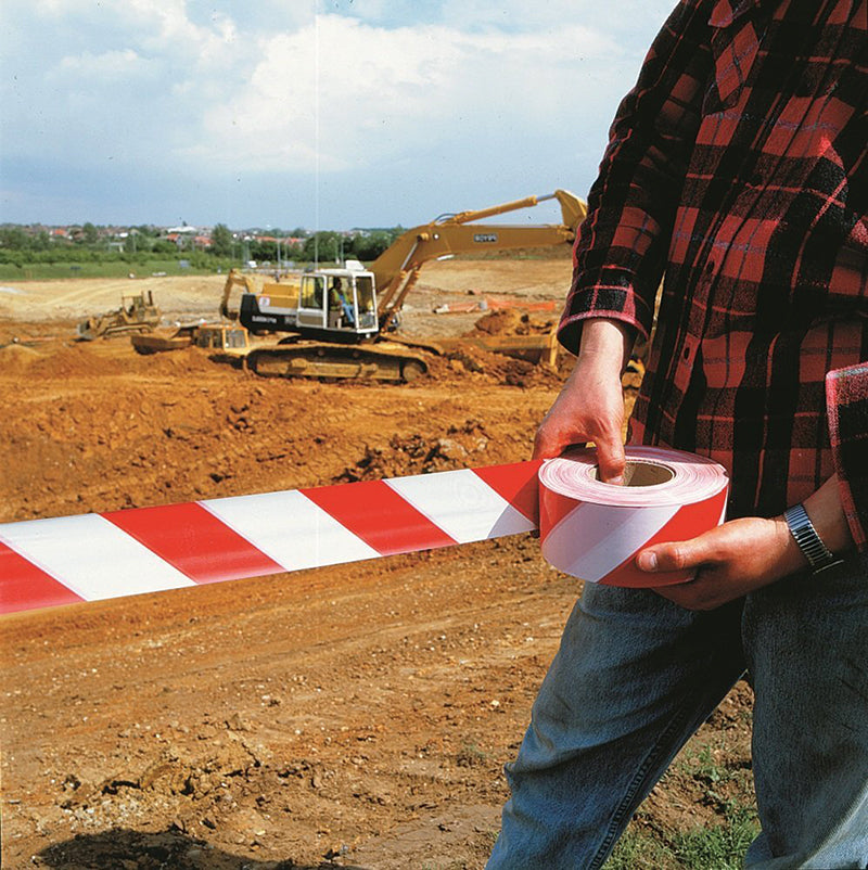 Bandă avertizare roșu-alb 60 mm x 180 m – SGS2550