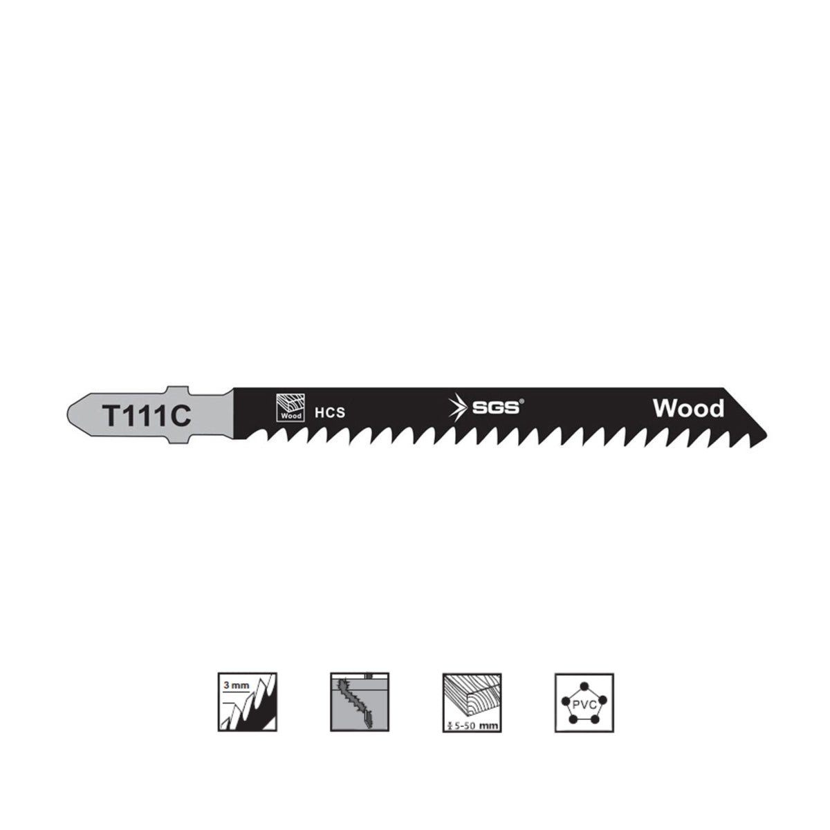 Set 5 pânze decupaj T111C pentru lemn 100 x 7.9 mm, Clean Cut
