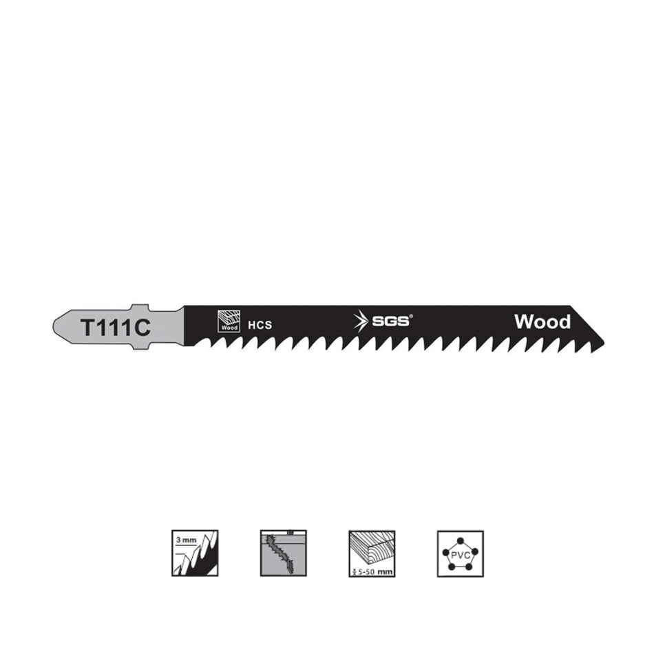 Set 5 pânze decupaj T111C pentru lemn 100 x 7.9 mm, Clean Cut