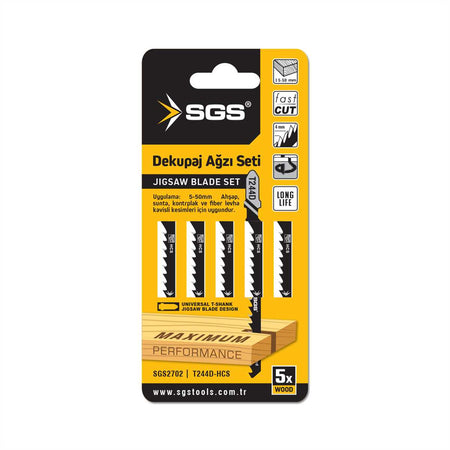 Set 5 pânze decupaj T244D pentru lemn, Fast Cut – SGS2702