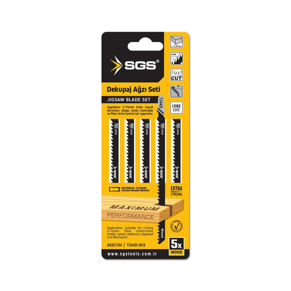 Set 5 pânze decupaj T344D HCS pentru lemn 150 mm, Fast Cut – SGS2704