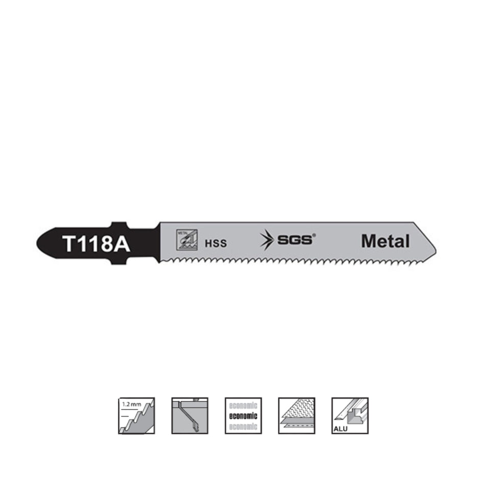 Set 5 pânze decupaj T118A pentru metal 77 x 7.9 mm, HSS, Fine Cut, pas dinți 1,2 mm