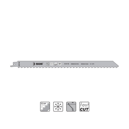 Set 5 pânze sabie S1211K inox 300×8.5 mm, 3TPI, pentru lemn, os, metal și PVC