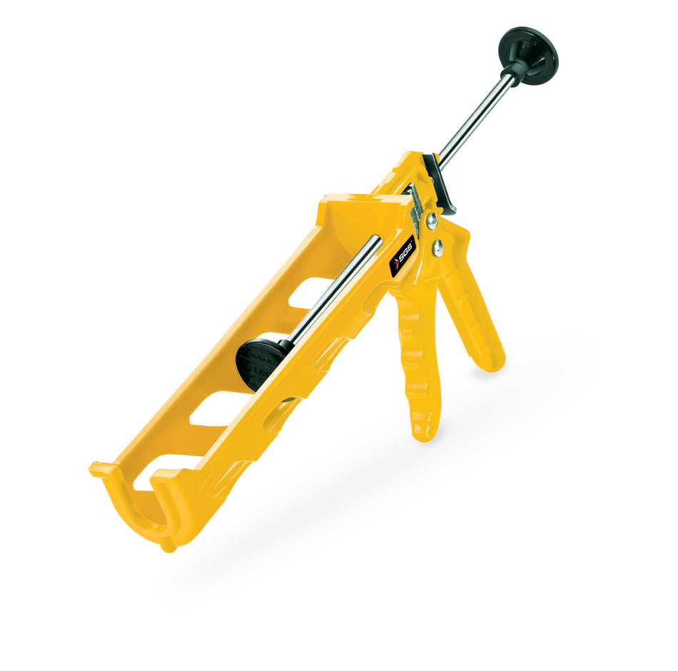 Pistol silicon manual SGS, corp plastic galben, tijă cromată
