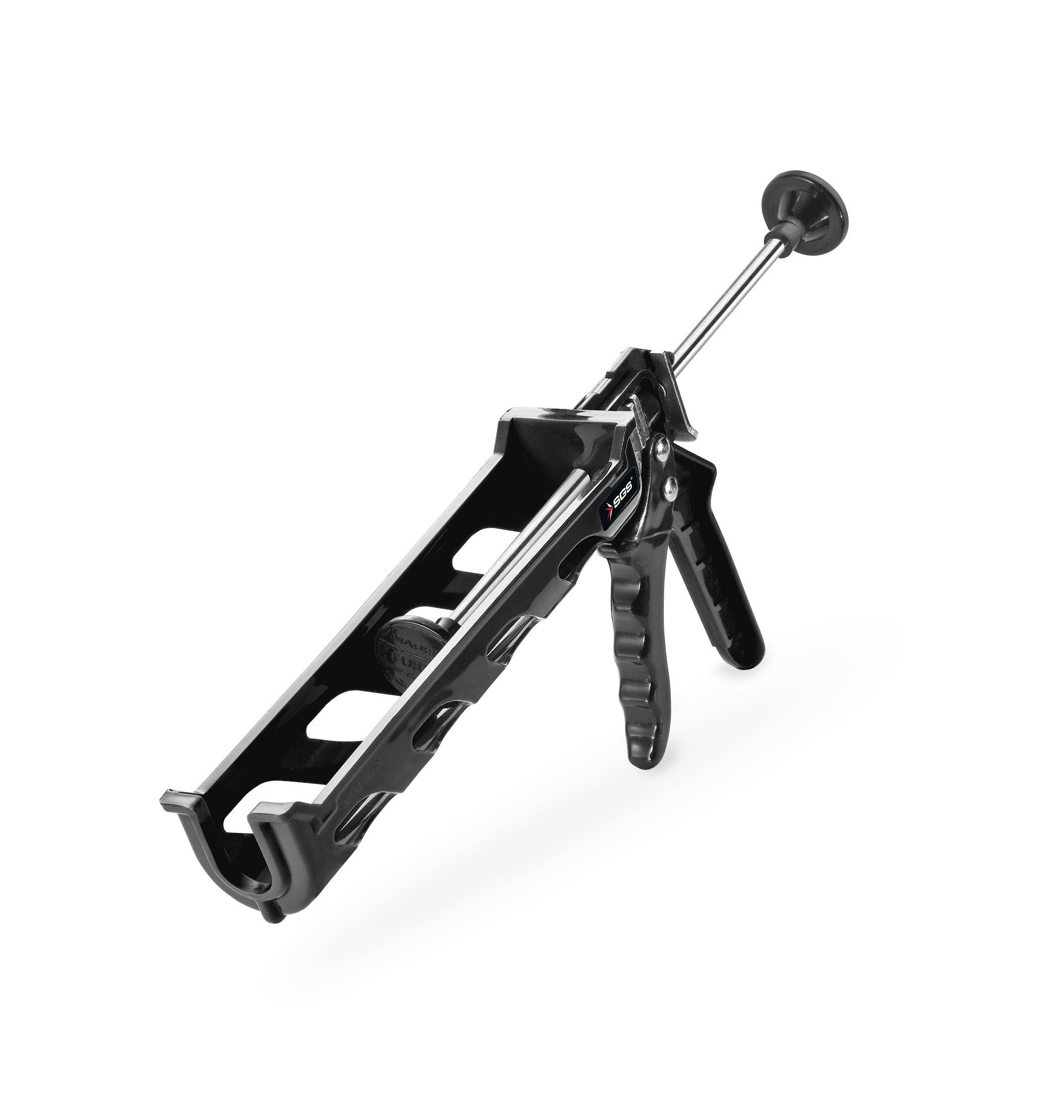 Pistol silicon manual SGS, corp plastic negru, tijă cromată