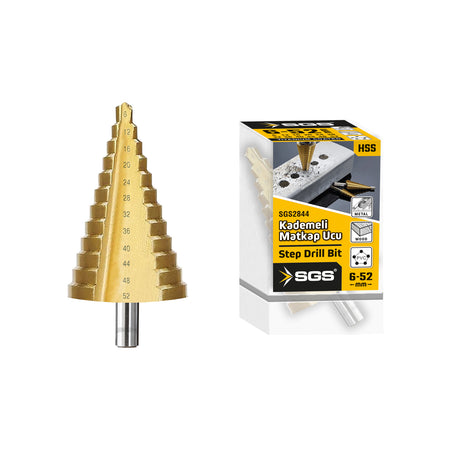 Freza metal (Step Drill) Ø6–52 mm HSS Titanium Coated pentru metal, inox, plastic – SGS2844