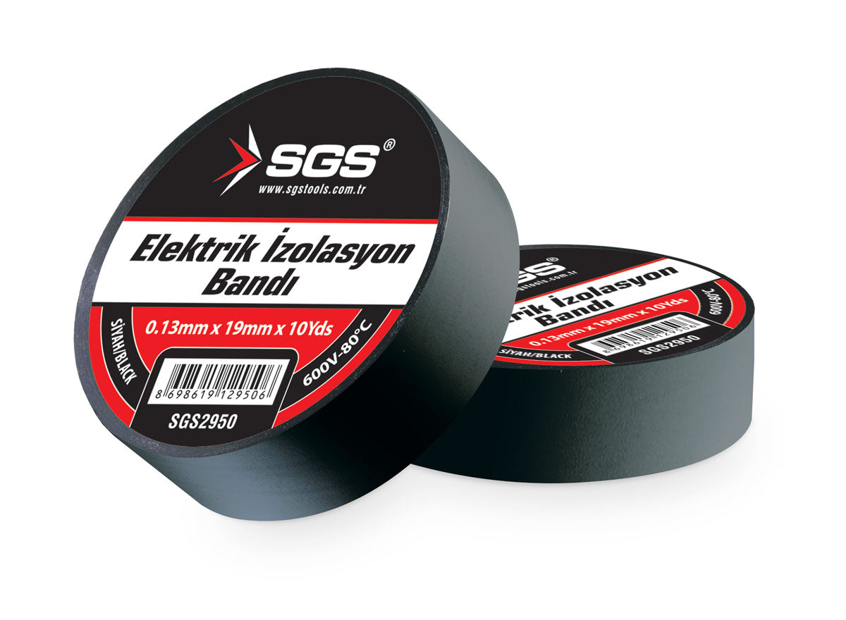 Bandă izolație electrică neagră, 19 mm × 10 yd × 0,13 mm, SGS
