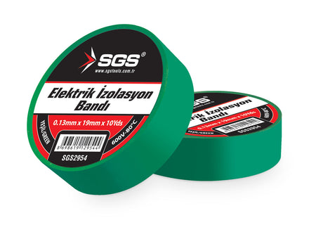 Bandă izolație electrică verde, 19 mm × 10 yd × 0,13 mm, SGS