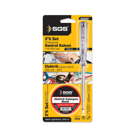 Set tester electric SGS2961 cu bandă izolatoare, 190 mm, 110-250V