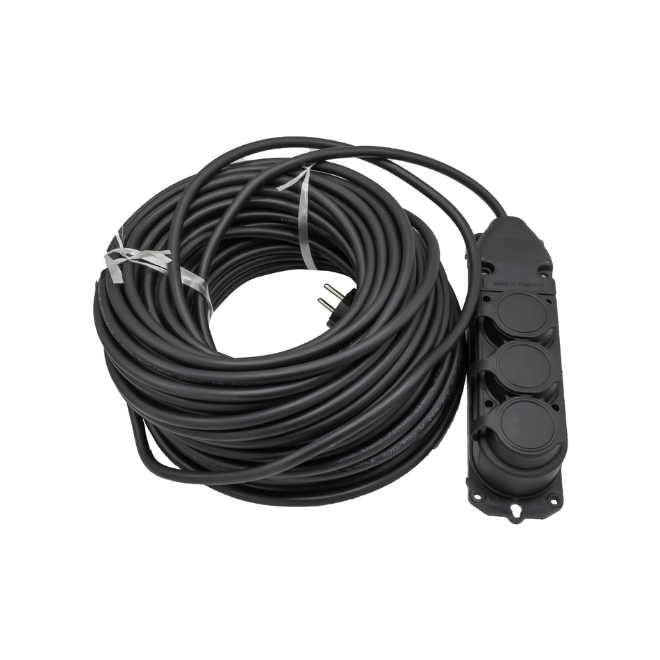 Prelungitor cauciuc 3 prize SGS, 3 x 2,5 mm, 30 m, 250 V, IP44