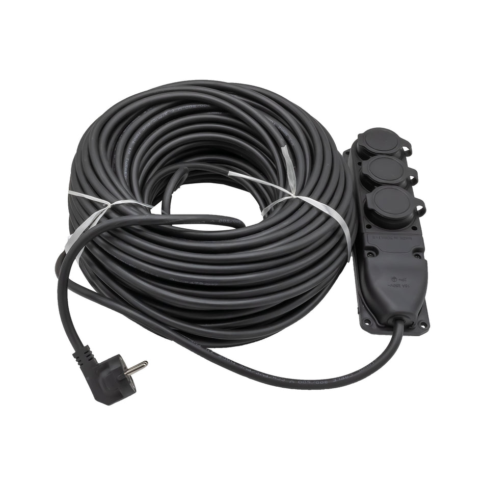 Prelungitor cauciuc 3 prize SGS, 3 x 2,5 mm, 50 m, 250 V, IP44