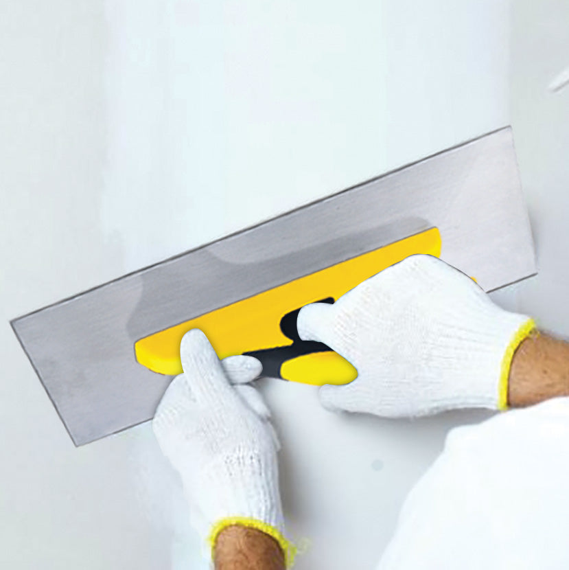 Gletieră profesională pentru aplicarea gletului și tencuielii, 30 cm, oțel polisat 0.7 mm, mâner deschis cauciucat ergonomic