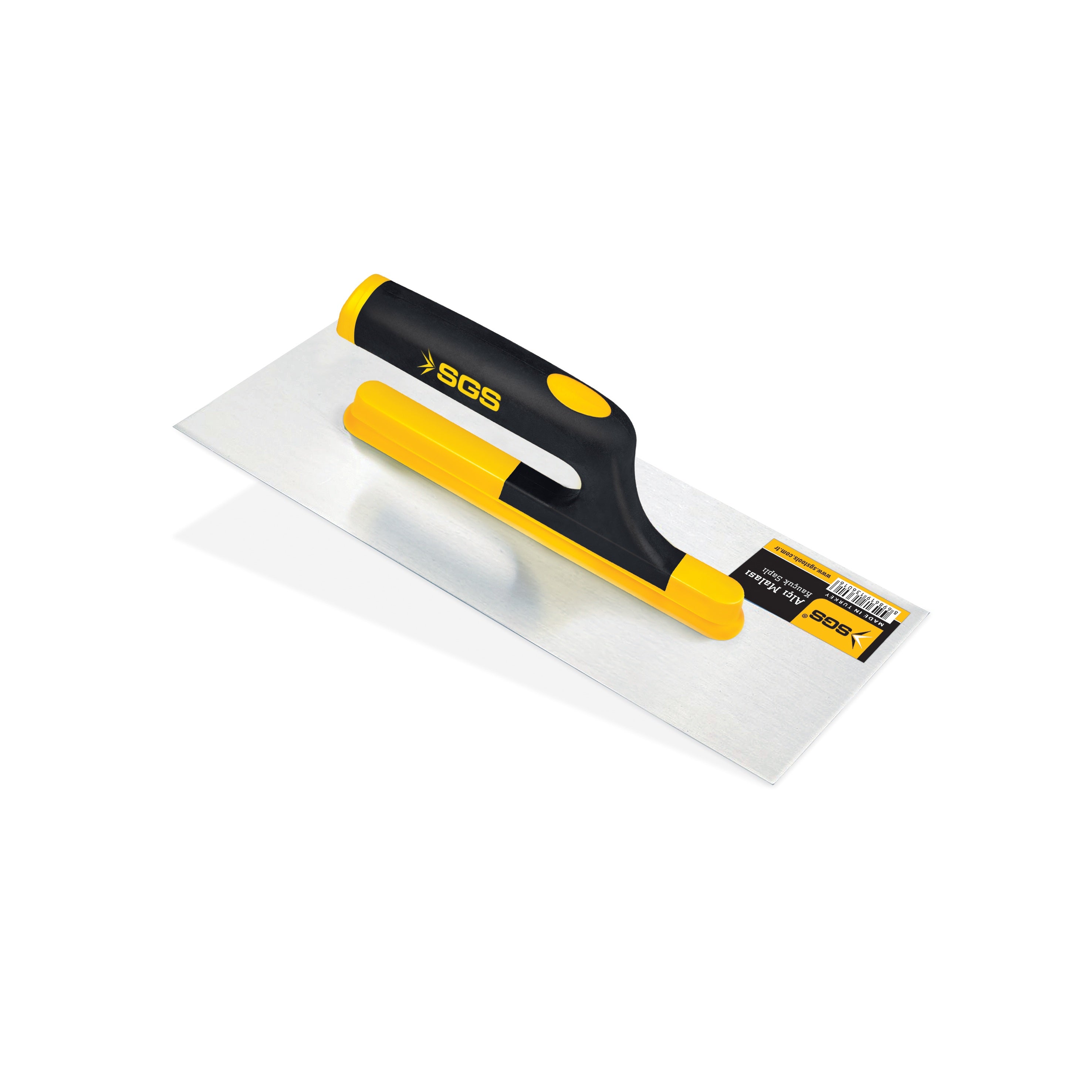 Gletieră profesională pentru aplicarea gletului și tencuielii, 30 cm, oțel polisat 0.7 mm, mâner deschis cauciucat ergonomic