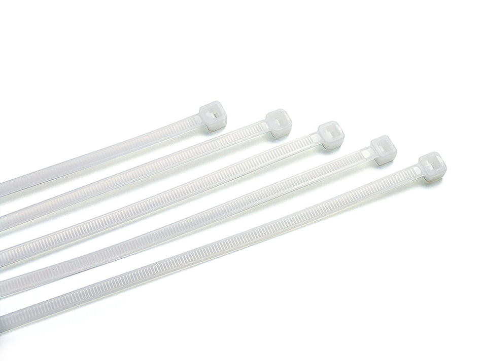 Coliere plastic albe 4,8 x 300 mm, 100 bucăți – Nylon 6.6, rezistență -40°C/+85°C
