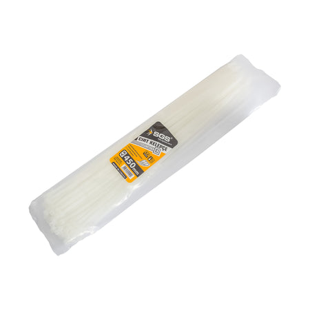 Coliere plastic albe 4,8 x 450 mm, 100 bucăți – Nylon 6.6, rezistență -40°C/+85°C