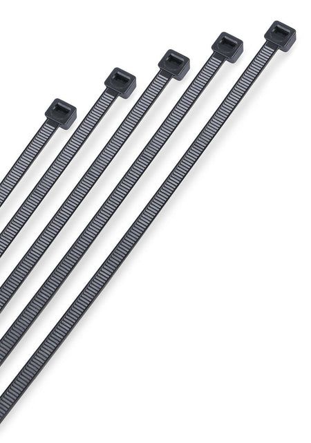 Coliere plastic negre 3,6 x 370 mm, 100 bucăți – Nylon 6.6, rezistență -40°C/+85°C