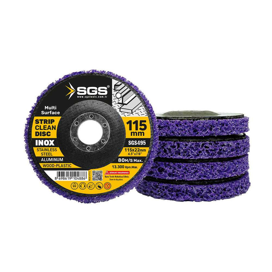 Disc abraziv tip burete SGS 115 mm pentru curățare și lustruire metal, inox, aluminiu, lemn și plastic