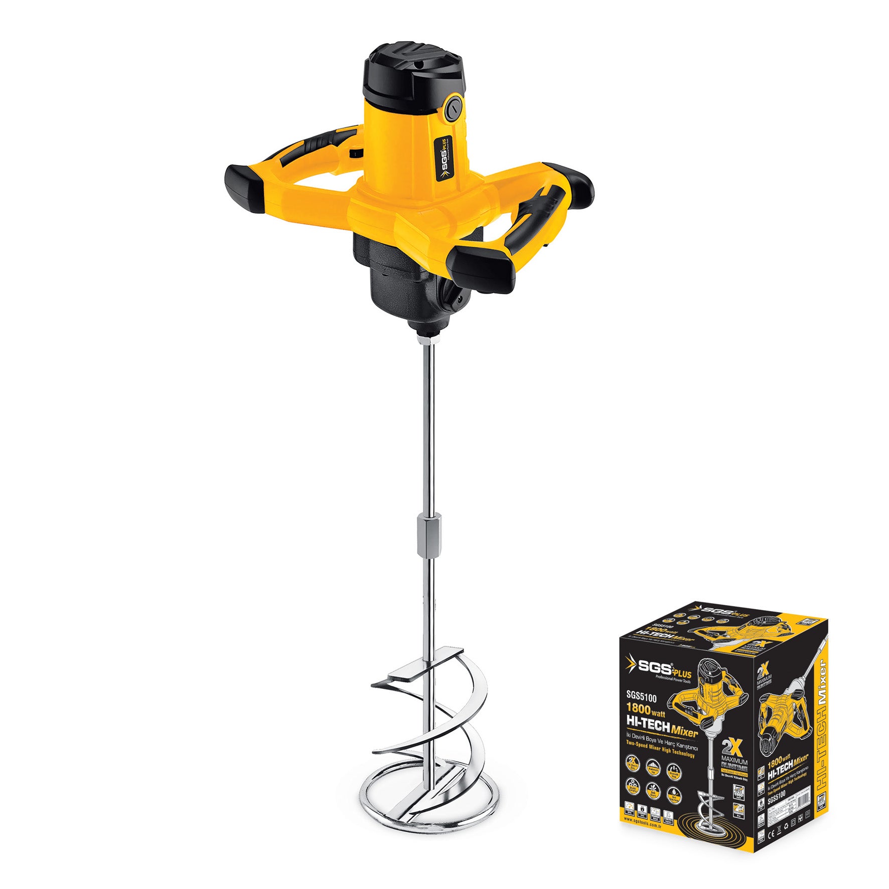 Mixer Electric Profesional SGS5100 1800W pentru Vopsea, Adezivi și Mortar – 2 Trepte de Viteză, M14, Paletă Inclusă