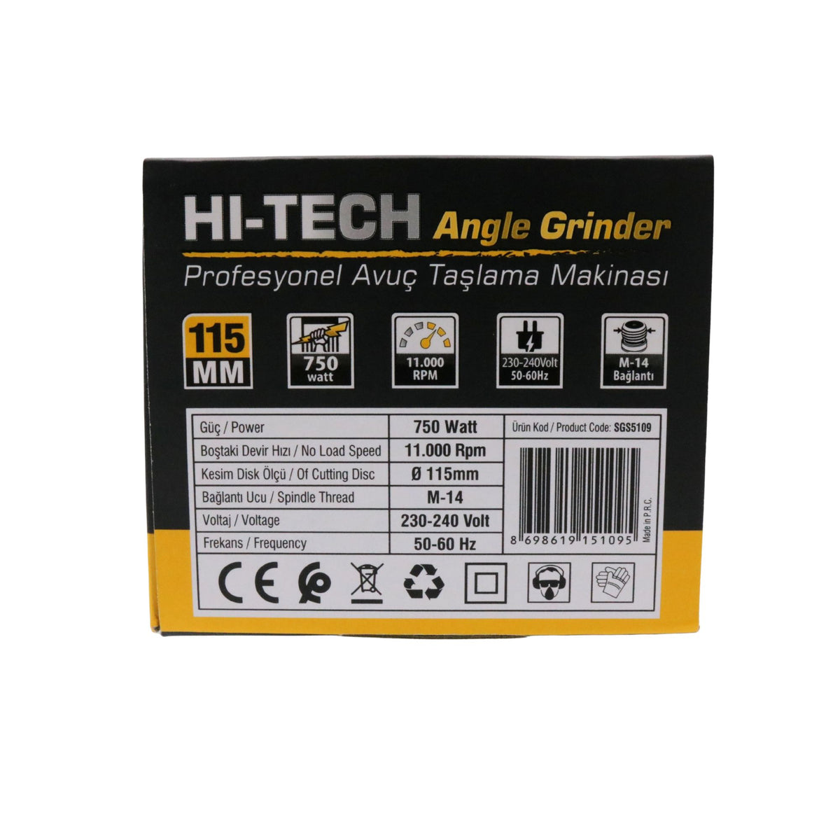 Polizor Unghiular SGS PLUS HI-TECH 115mm, 750W, 11.000 RPM, Filet M14, Profesional, Compact