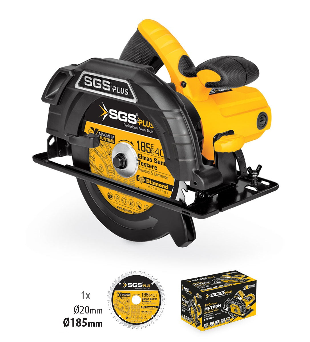 Fierăstrău Circular SGS PLUS SGS5185, 1500W, Disc 185 mm, 5400 RPM, Tăiere Lemn, Profesional