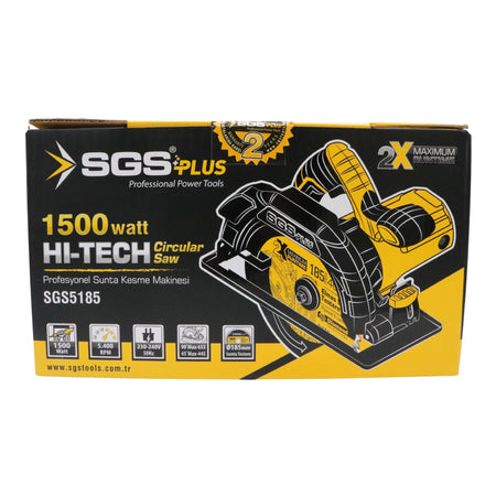 Fierăstrău Circular SGS PLUS SGS5185, 1500W, Disc 185 mm, 5400 RPM, Tăiere Lemn, Profesional