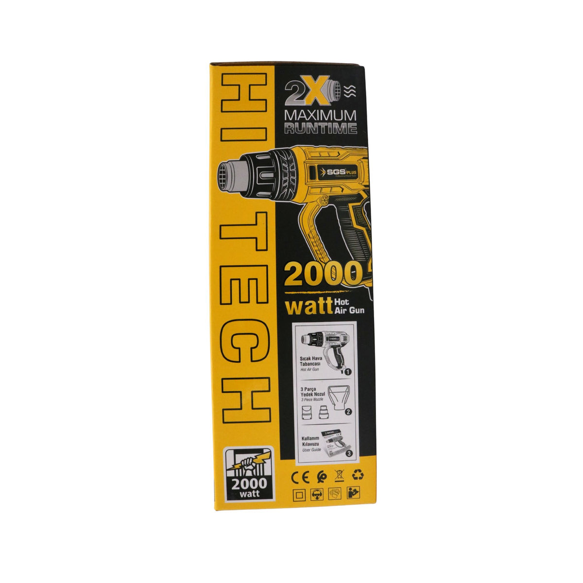 Pistol Aer Cald SGS PLUS SGS5215, 2000W, 350°C–600°C, 300–500L/min, 2 Trepte, Set Duze Inclus