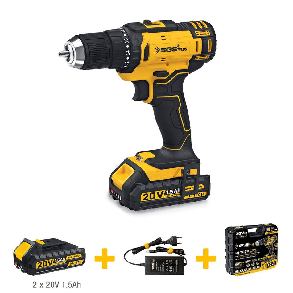 Bormașină cu acumulator, 20V 1.5Ah Li-Ion, 35 Nm, 2 viteze, mandrină rapidă Auto-Lock