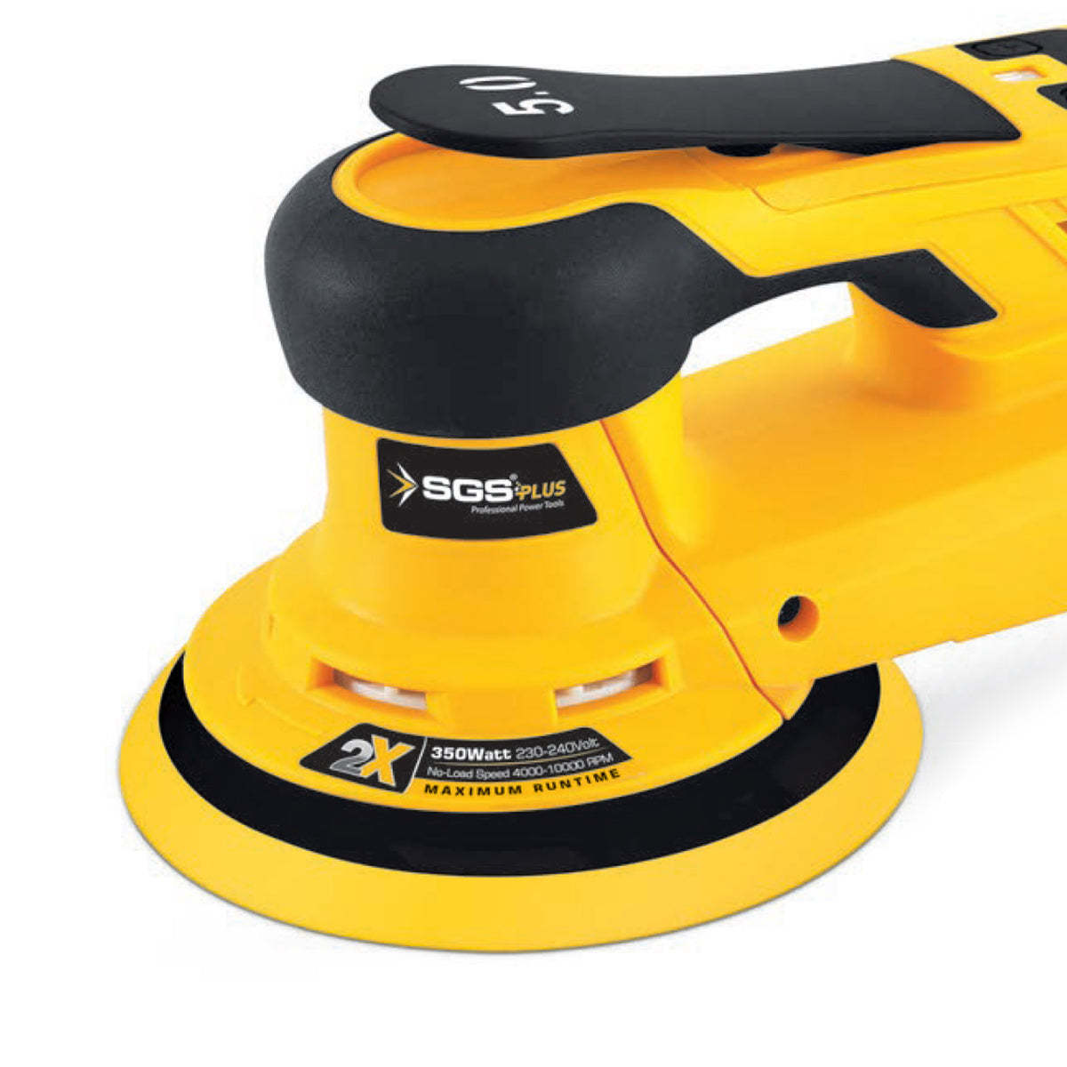 Mașină de Șlefuit Excentrică SGS PLUS SGS5253 – 350W, 150 mm, Orbitală 5 mm, Brushless Motor, 4 Discuri Incluse
