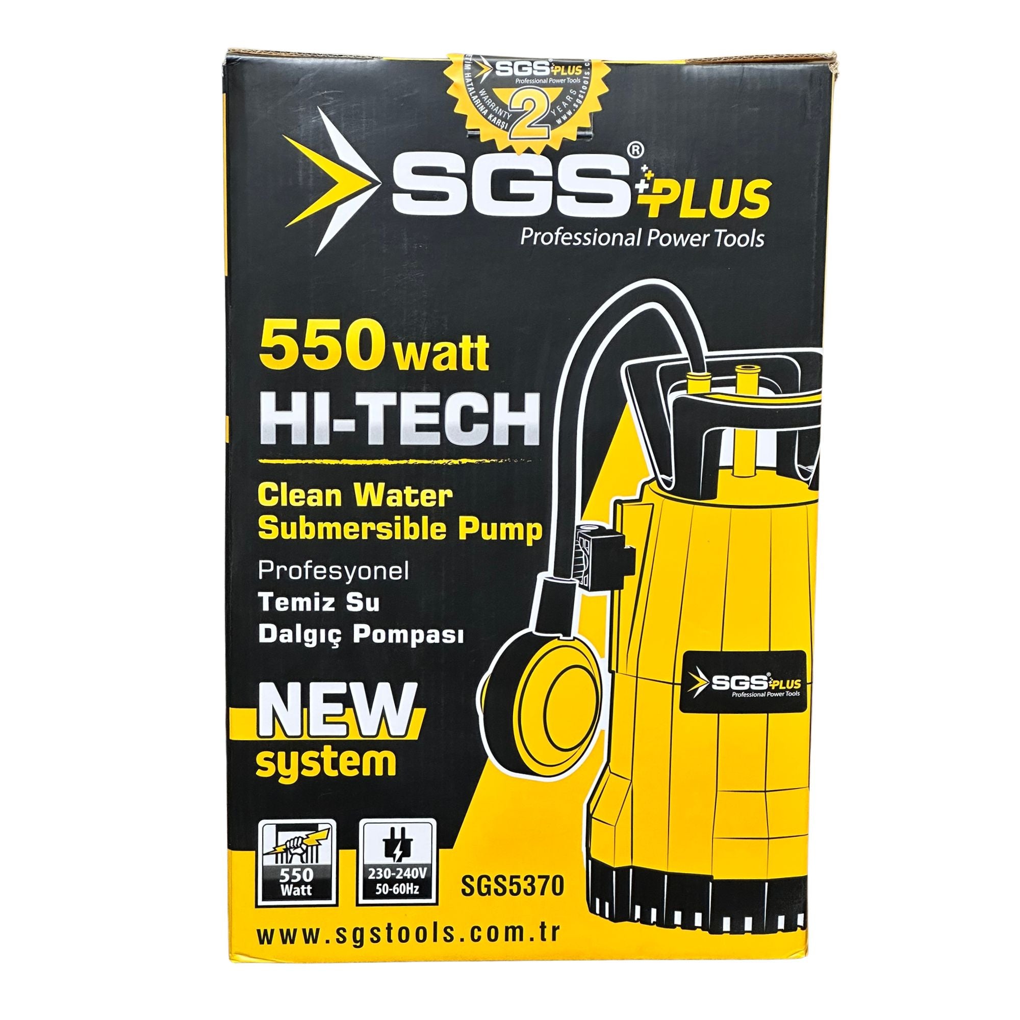 Pompă submersibilă apă curată SGS PLUS HI-TECH 550W, debit 12.000 l/h, înălțime refulare 9 m, cablu 10 m