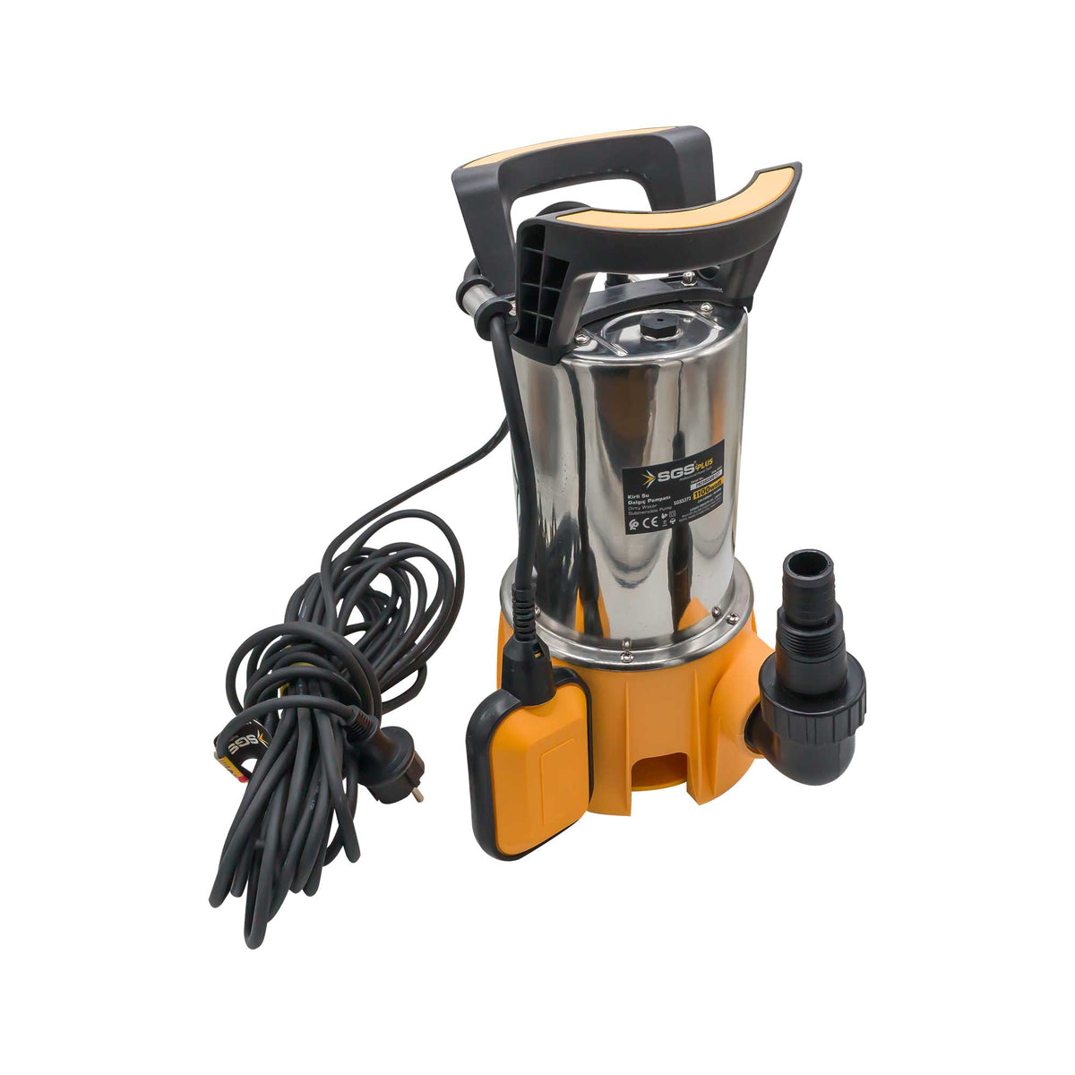 Pompă submersibilă apă murdară SGS PLUS HI-TECH 1100W INOX, debit 15.000 l/h, înălțime refulare 10 m, cablu 10 m