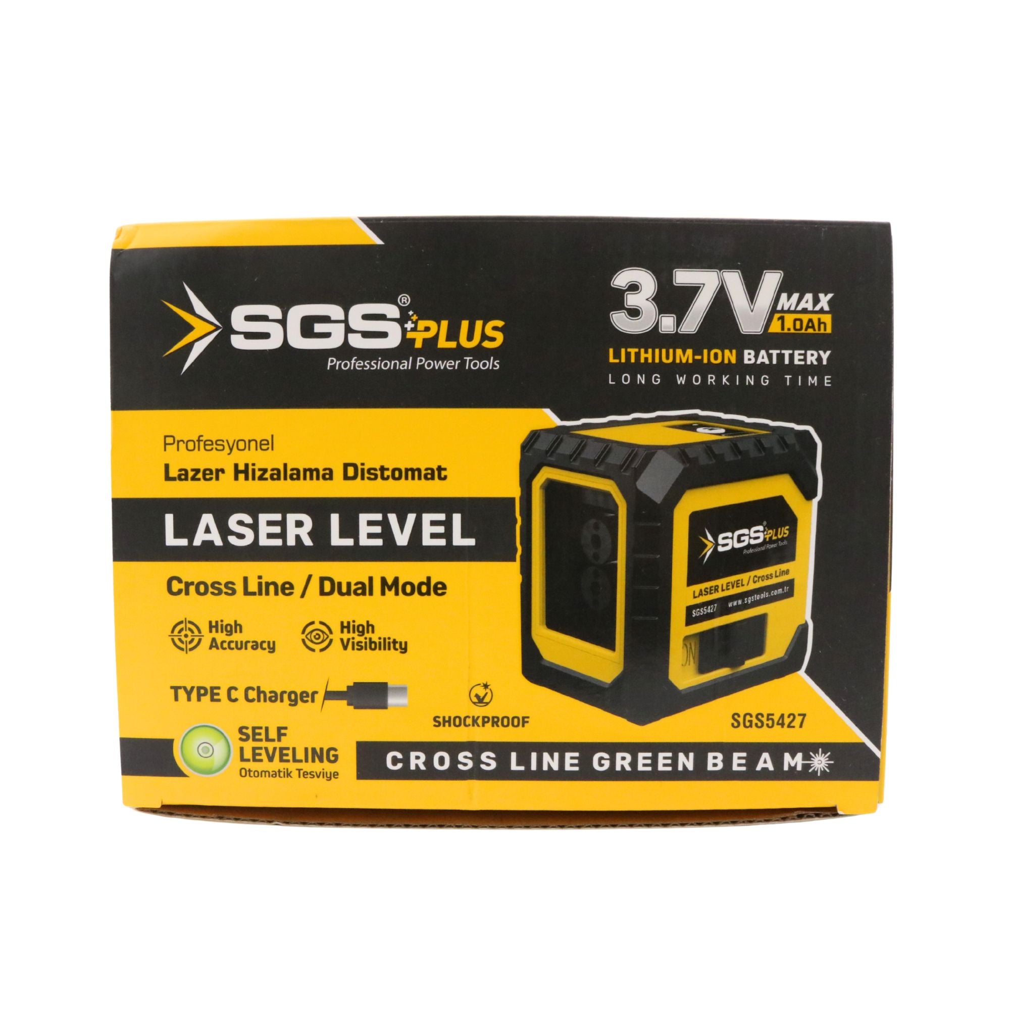 Nivela laser verde cu 2 linii SGS PLUS HI-TECH, autonivelare, precizie ±2 mm/10 m, acumulator Li-Ion 3.7V