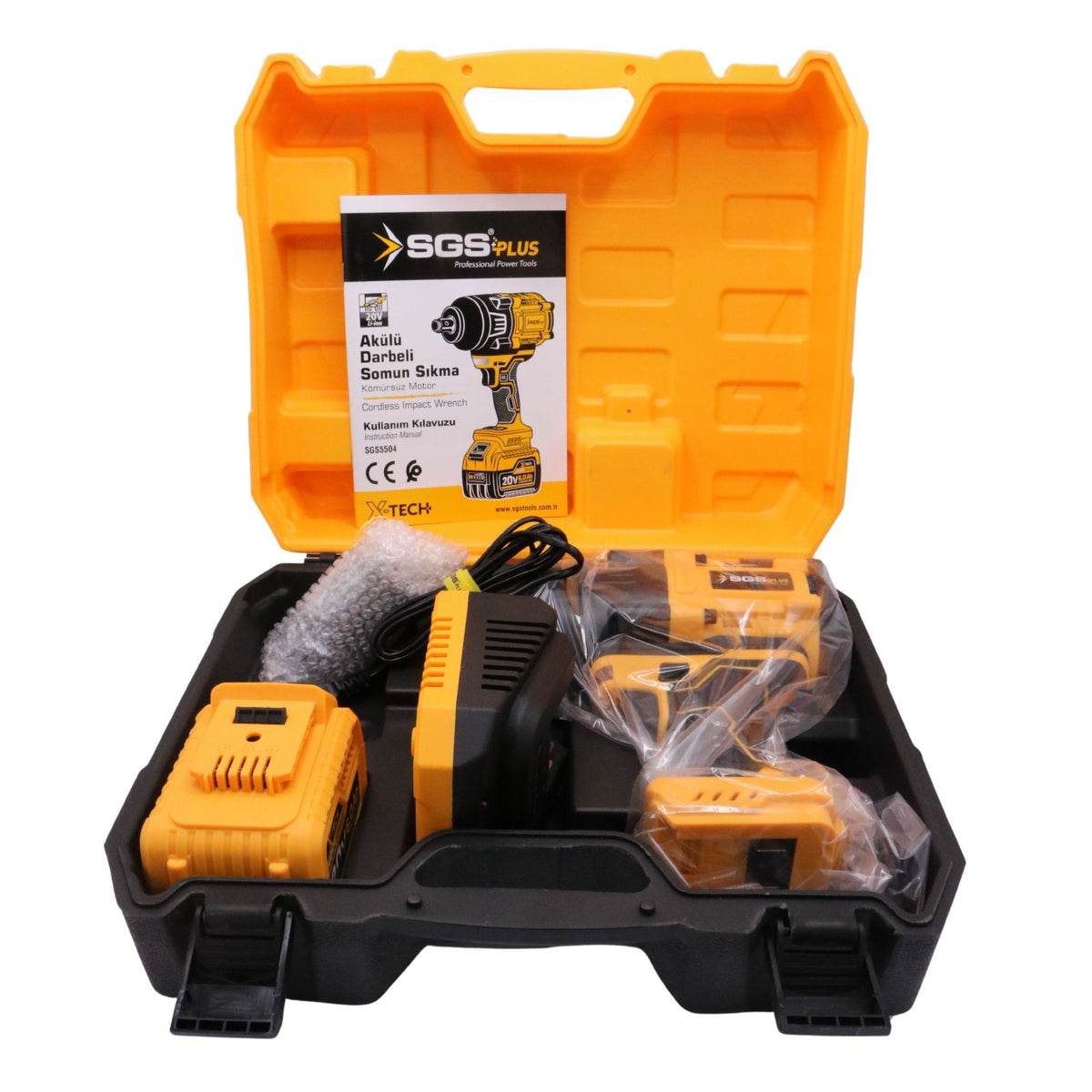 Mașină de înșurubat cu impact / cheie electrică pe acumulator SGS PLUS X-TECH 20V, 1200 Nm, 3/4”, motor brushless, baterie 6.0Ah, 3 trepte, LED, valiză