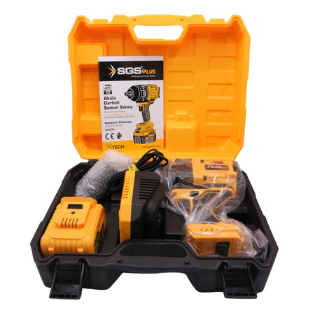 Mașină de înșurubat cu impact / cheie electrică pe acumulator SGS PLUS X-TECH 20V, 1200 Nm, 3/4”, motor brushless, baterie 6.0Ah, 3 trepte, LED, valiză