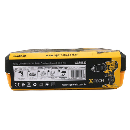 Mașină de găurit și înșurubat cu percuție, cu acumulator, 20V, brushless, 45 Nm, mandrină metalică Auto-Lock, set complet, SGS