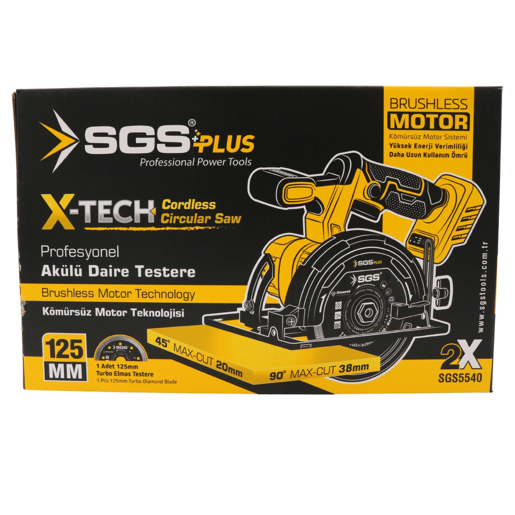 Mașină  / Circular de tăiat marmură și granit, cu acumulator, 20V, brushless, disc 125 mm, set complet, SGS